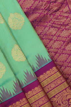 Image of Gadwal Sea Green Saree