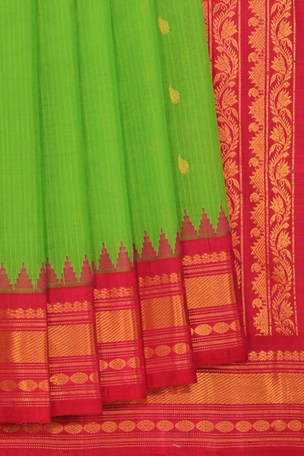 Collection of Gadwal Green Saree in a gallery layout