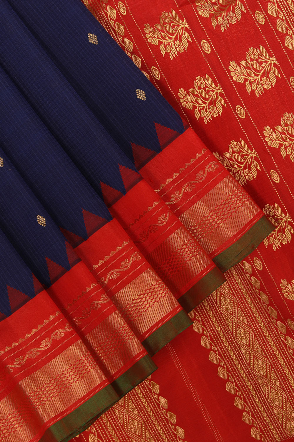 Gadwal Navy Blue Saree