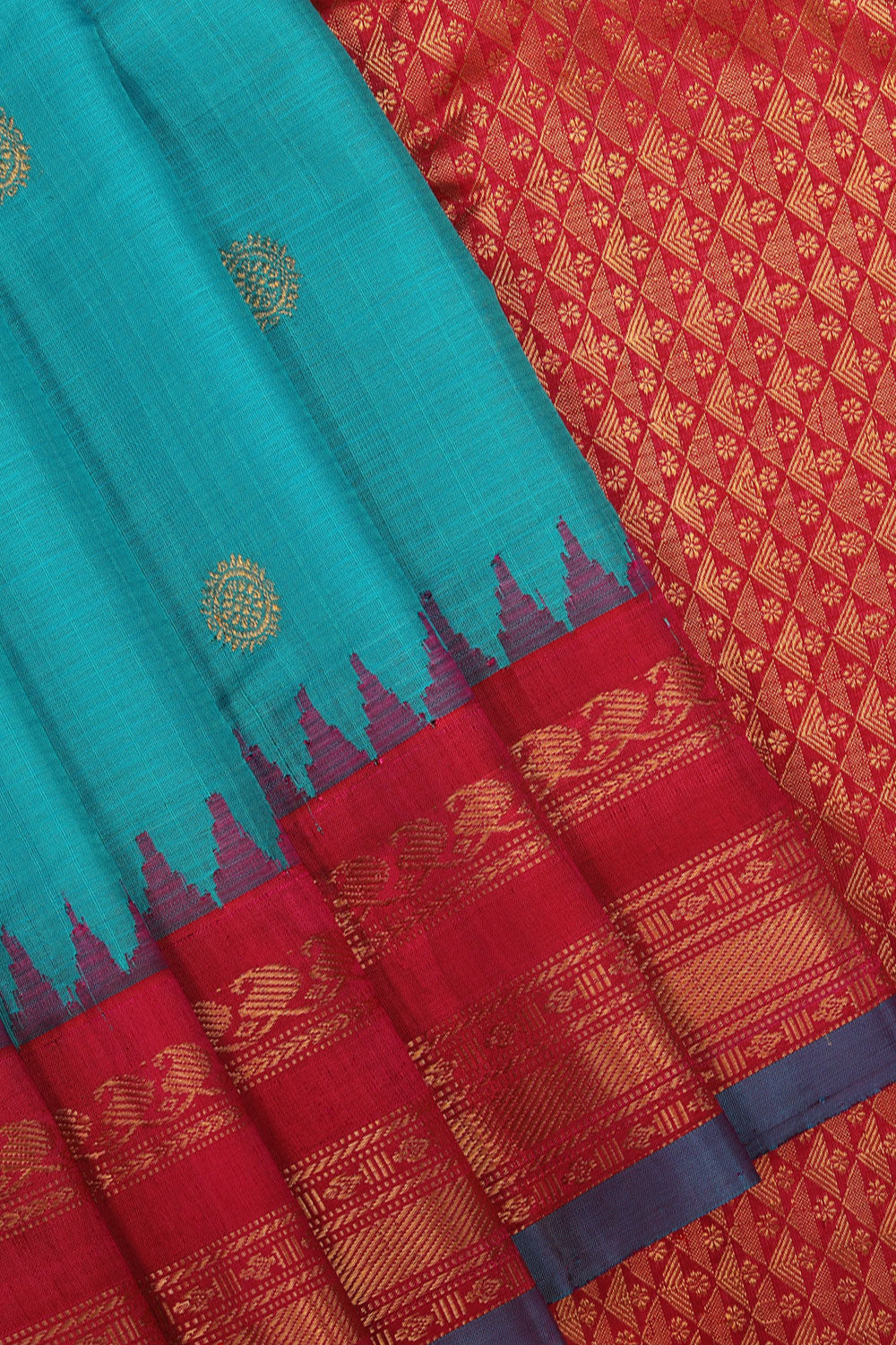 Collection of Gadwal Blue Saree in a gallery layout