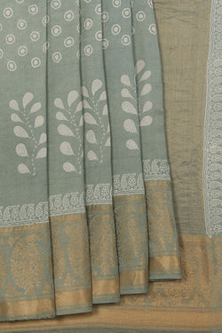 Collection of Lustrous Moss-Green Saree in a gallery layout