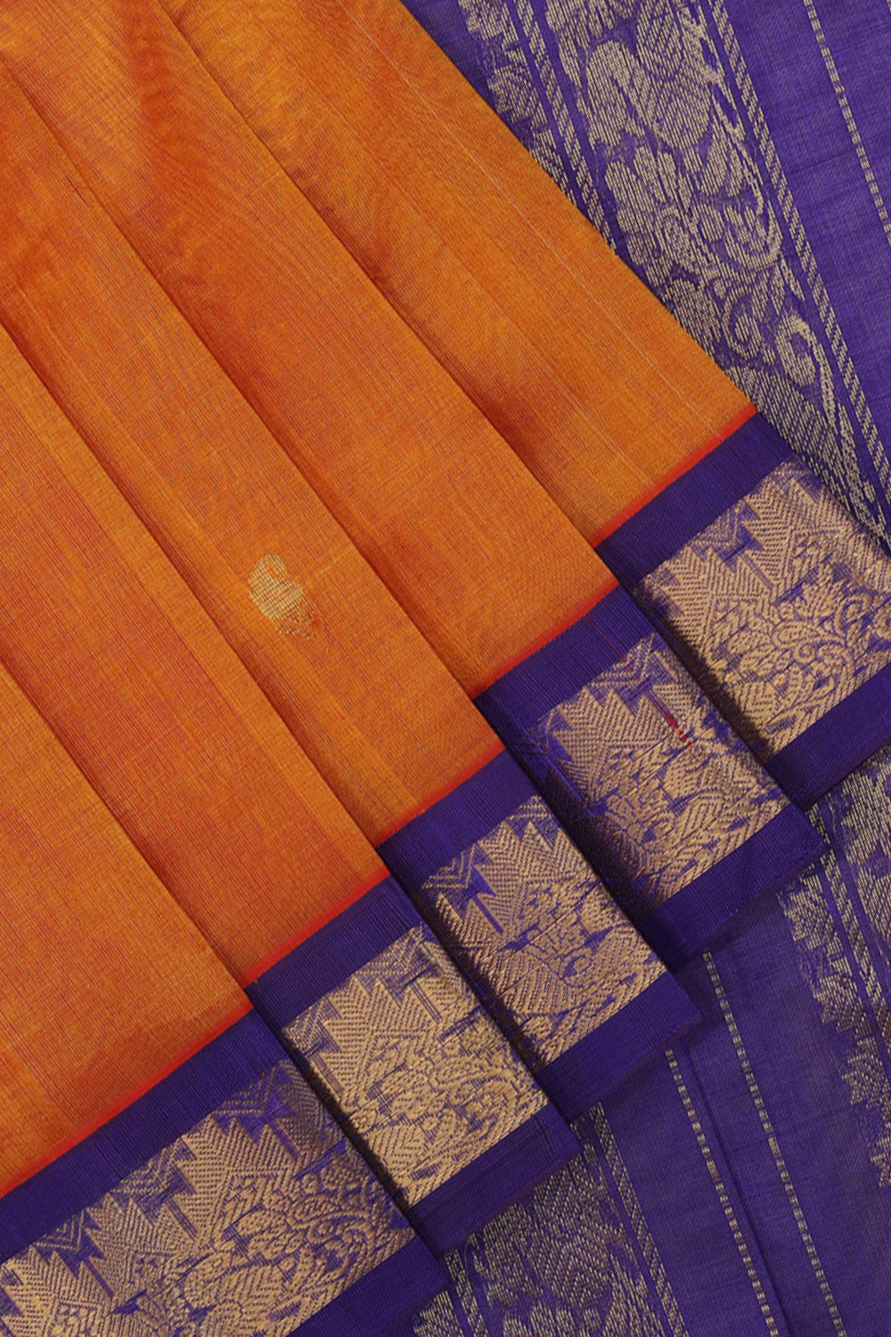 Kuppadam Cotton-Silk Orange Saree