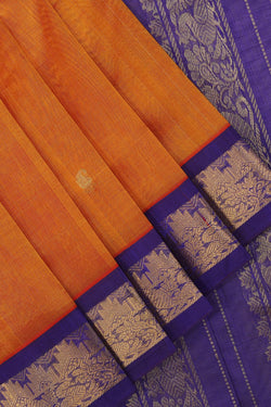 Image of Kuppadam Cotton-Silk Orange Saree