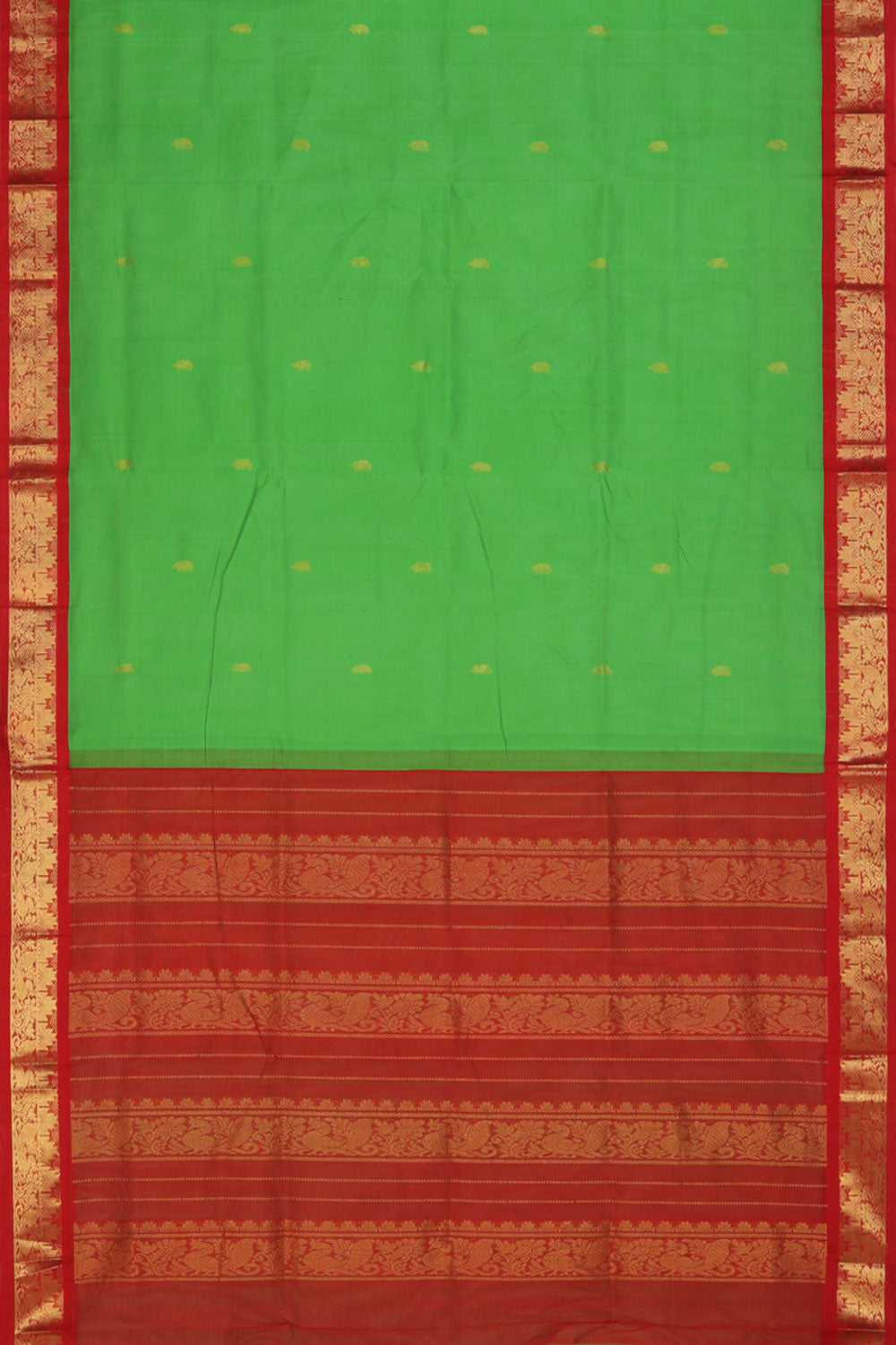 Image of Kuppadam Cotton-Silk Green Saree