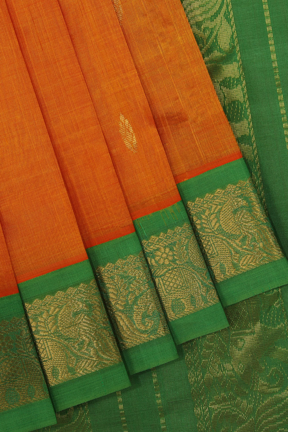 Kuppadam Cotton-Silk Orange Saree