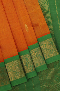 Collection of Kuppadam Cotton-Silk Orange Saree in a gallery layout