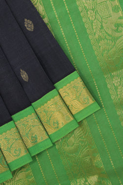 Collection of Kuppadam Cotton-Silk Blueberry-Blue Saree in a gallery layout