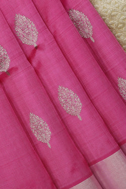 Collection of Venkatagiri-Silk Lotus-Pink Saree in a gallery layout