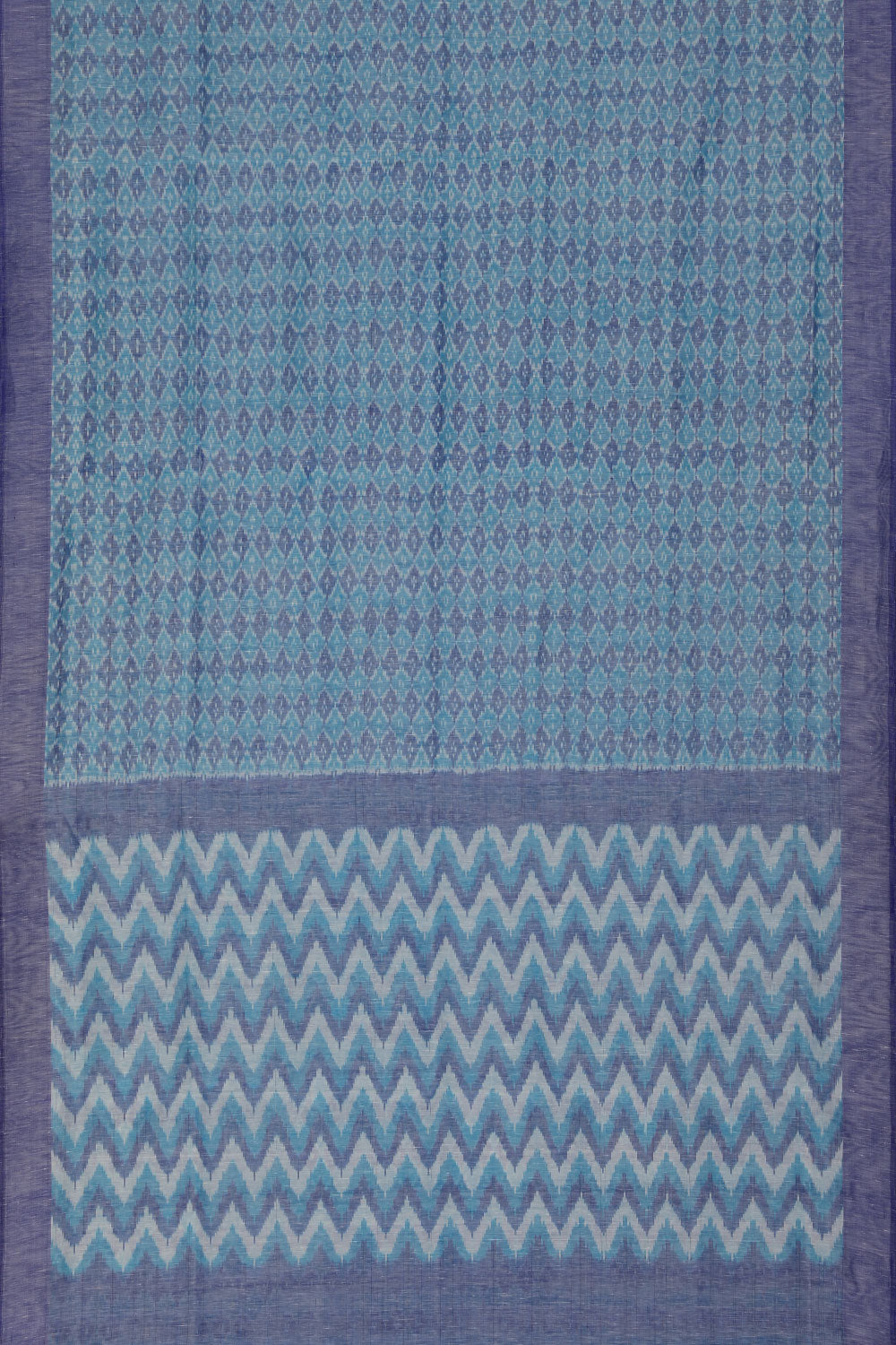 Collection of Ikat Linen-Silk Blue Saree in a gallery layout