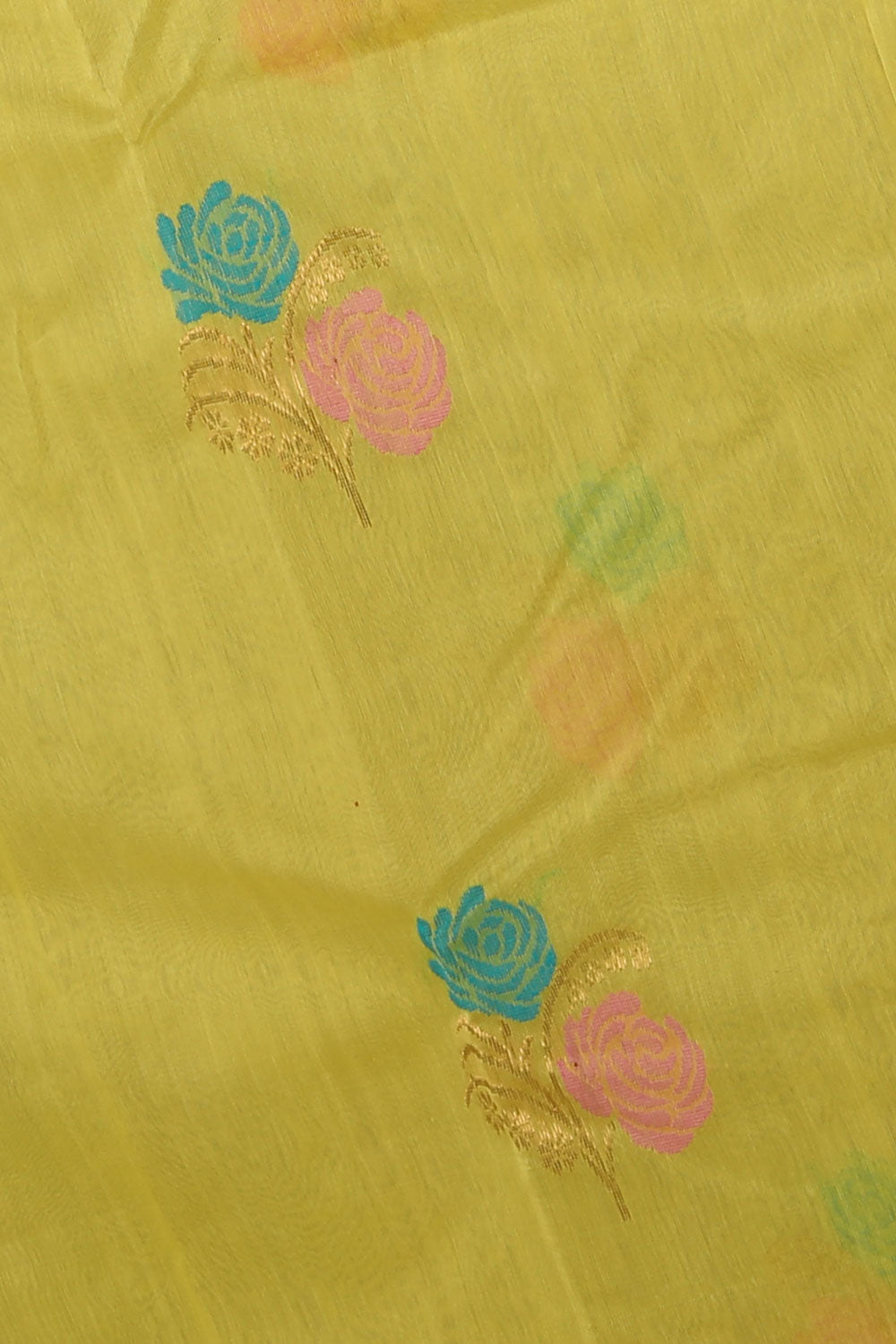 Chanderi Yellow Saree