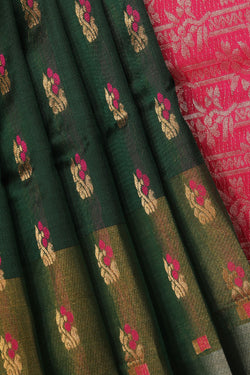 Image of Uppada Silk Bottle-Green Saree