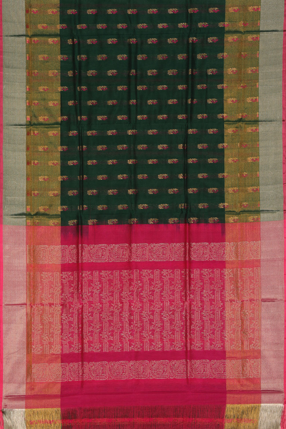 Image of Uppada Silk Bottle-Green Saree