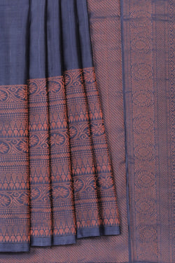 Image of Simple Yet Elegant Smoky-Blue Saree