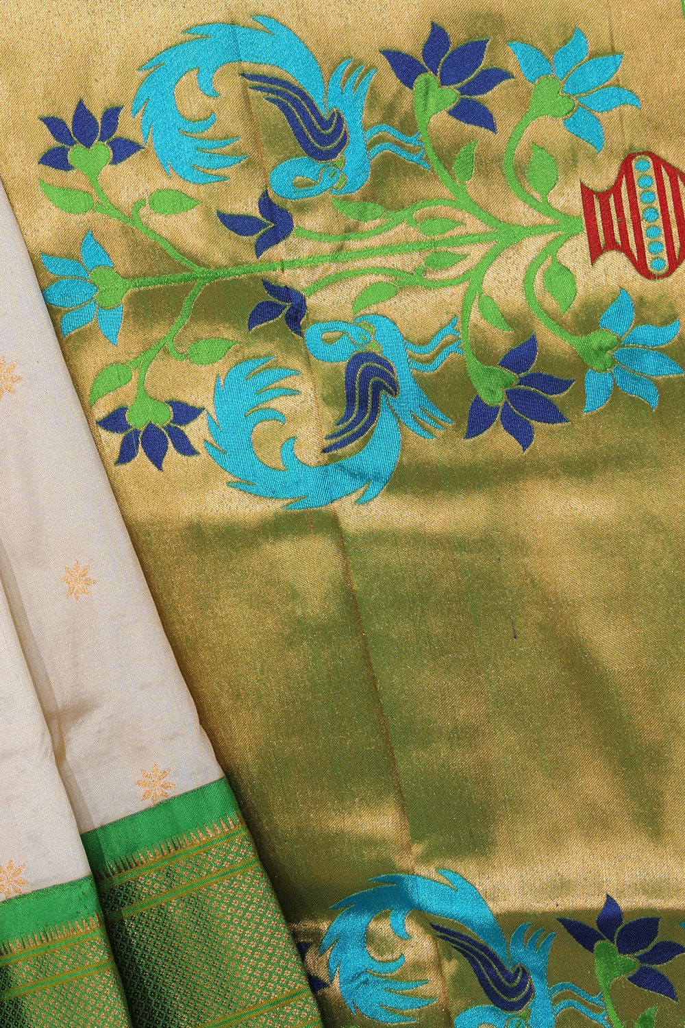 Narayanpet Silk Ivory Off-White Saree