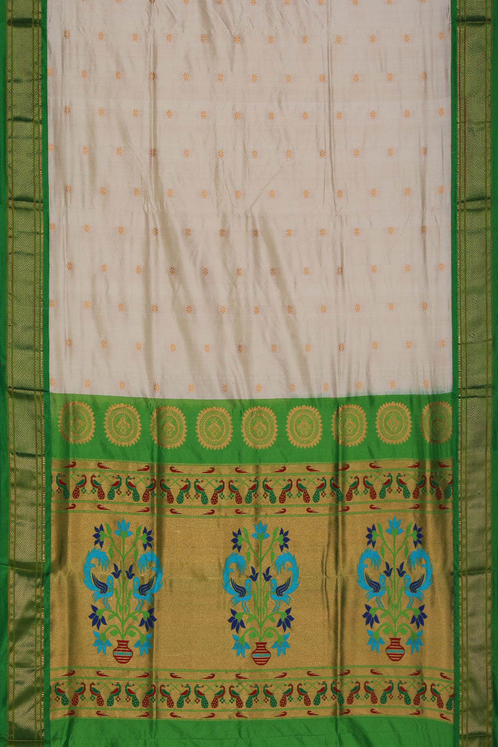 Narayanpet Silk Ivory Off-White Saree