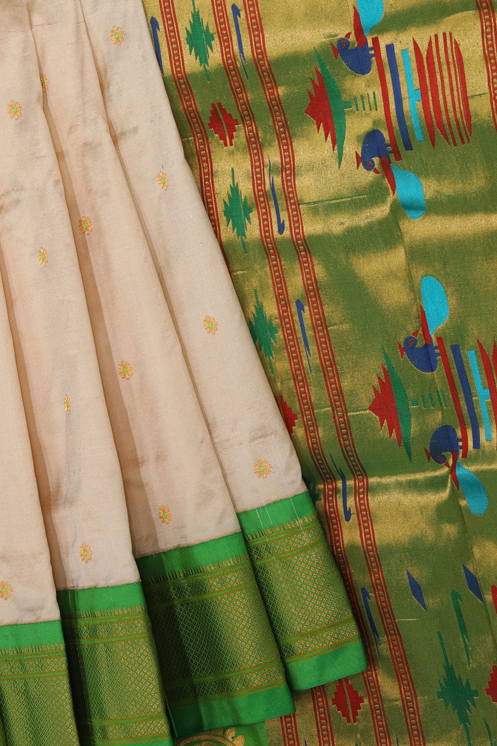 Narayanpet Silk Ivory Off-White Saree