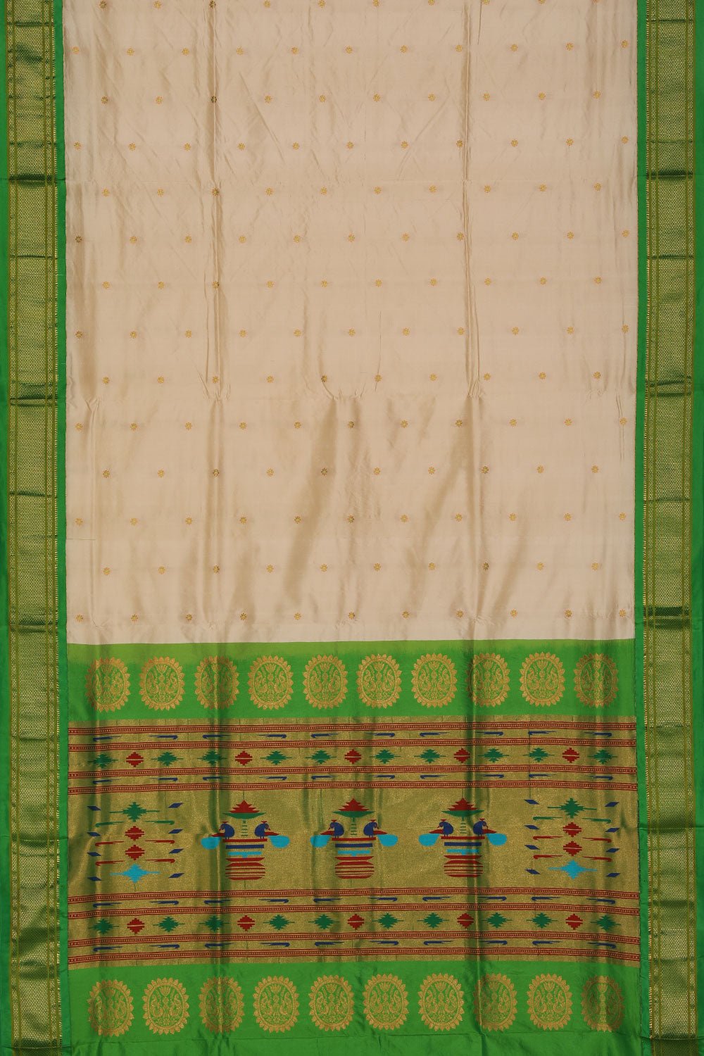 Image of Narayanpet Silk Ivory Off-White Saree