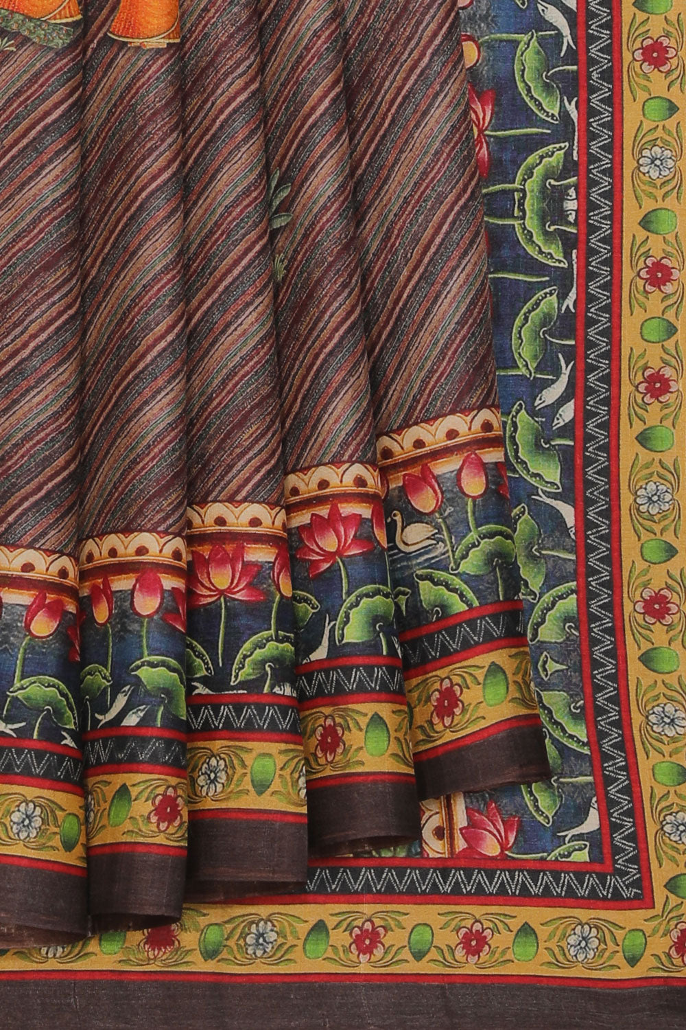 Collection of Tussar-Silk Pichwai Print Saree in a gallery layout