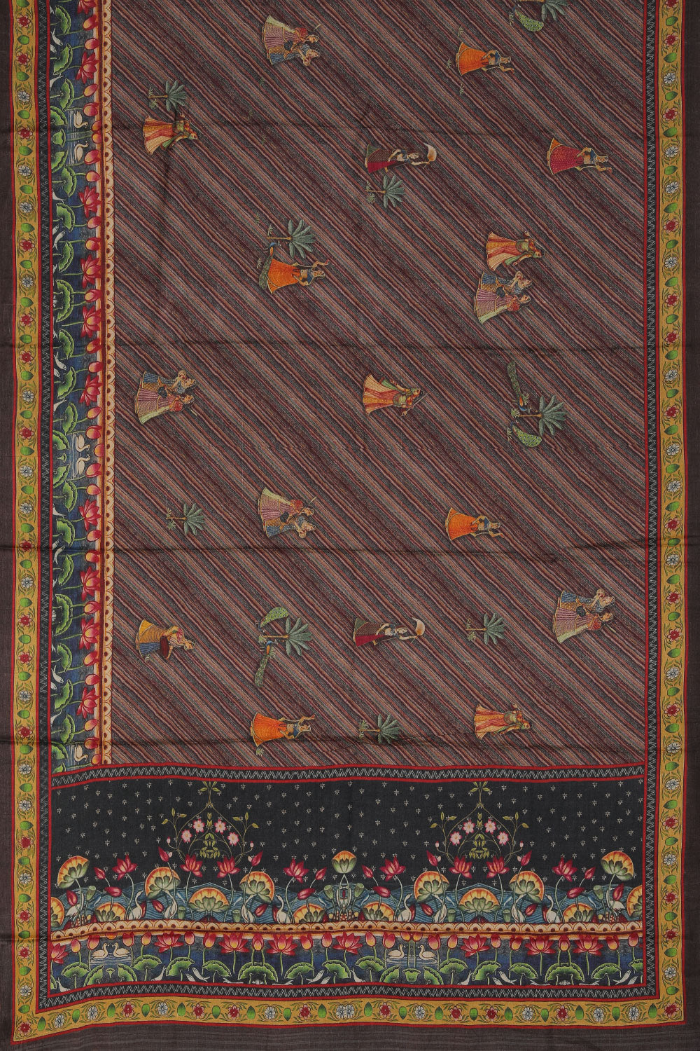 Image of Tussar-Silk Pichwai Print Saree