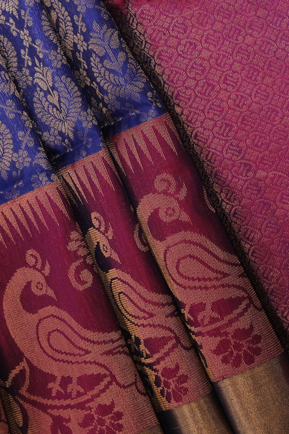 Collection of Gorgeous Gold-Brocade Purple Saree in a gallery layout