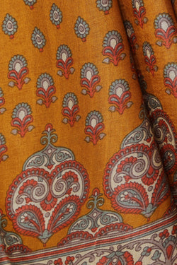 Collection of Tussar-Silk Printed Mustard Saree in a gallery layout