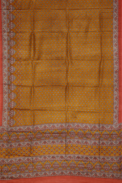 Collection of Tussar-Silk Printed Mustard Saree in a gallery layout