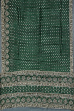 Collection of Tussar-Silk Printed Green Saree in a gallery layout