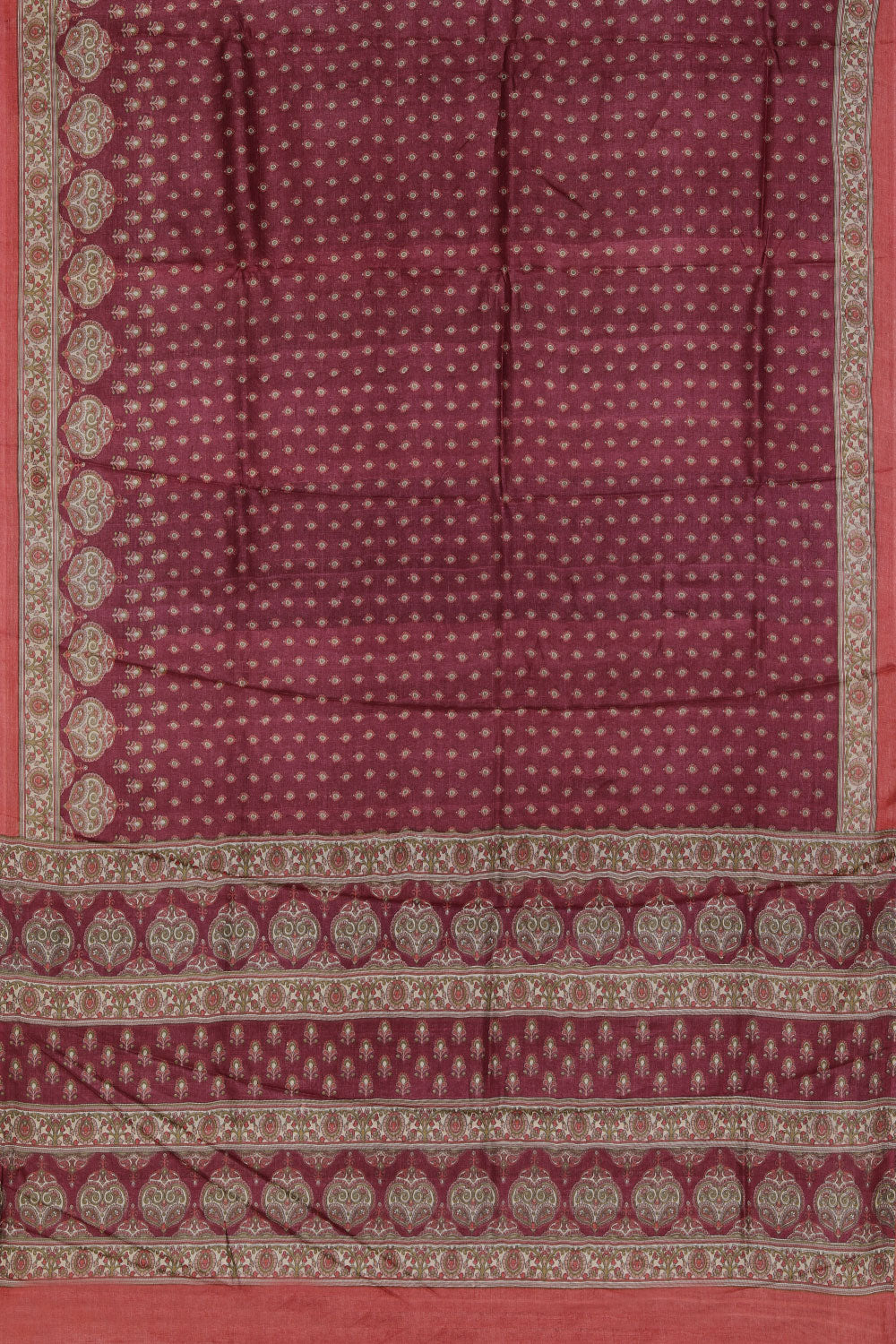 Tussar-Silk Printed Plum-Pink Saree