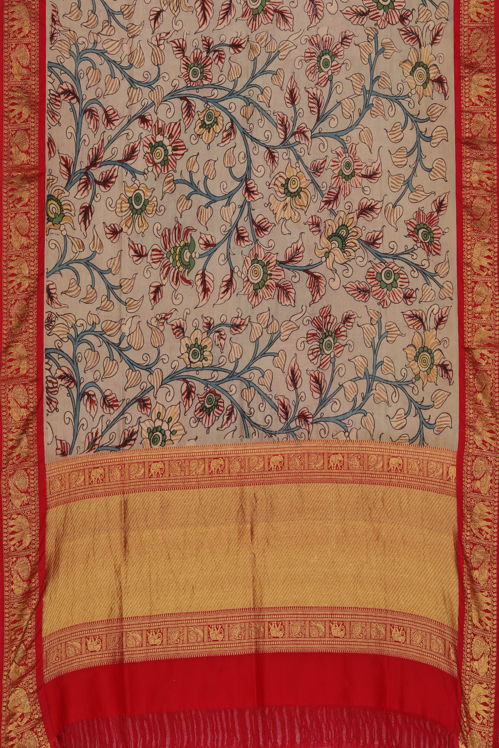 Beige Kalamkari Hand-Painted Dupatta