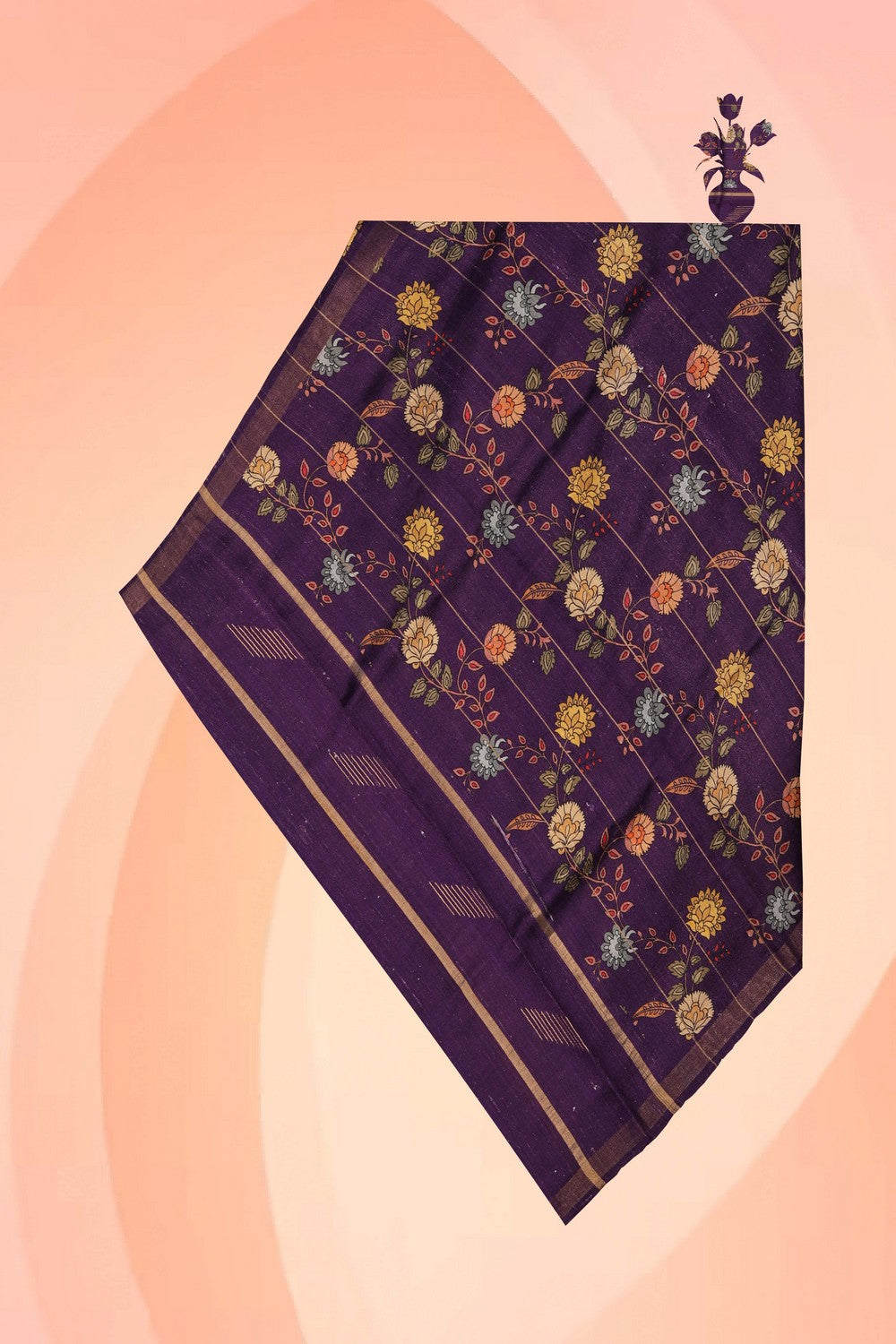 Image of Purple Floral Printed Dupatta