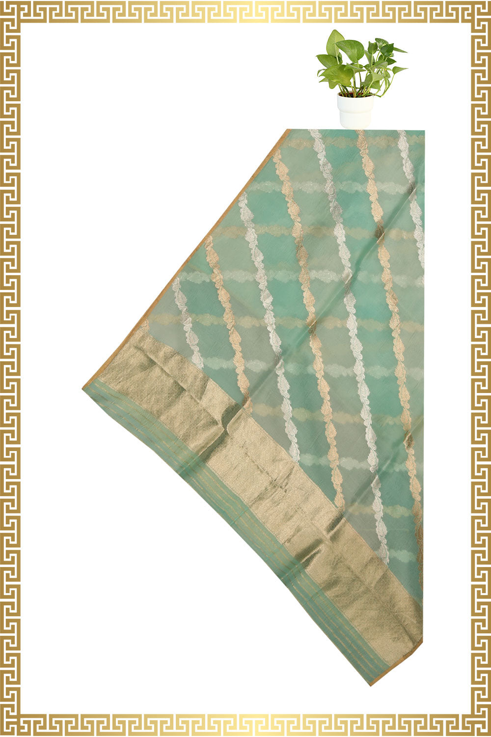 Image of Organza Sea-Green Dupatta-Green