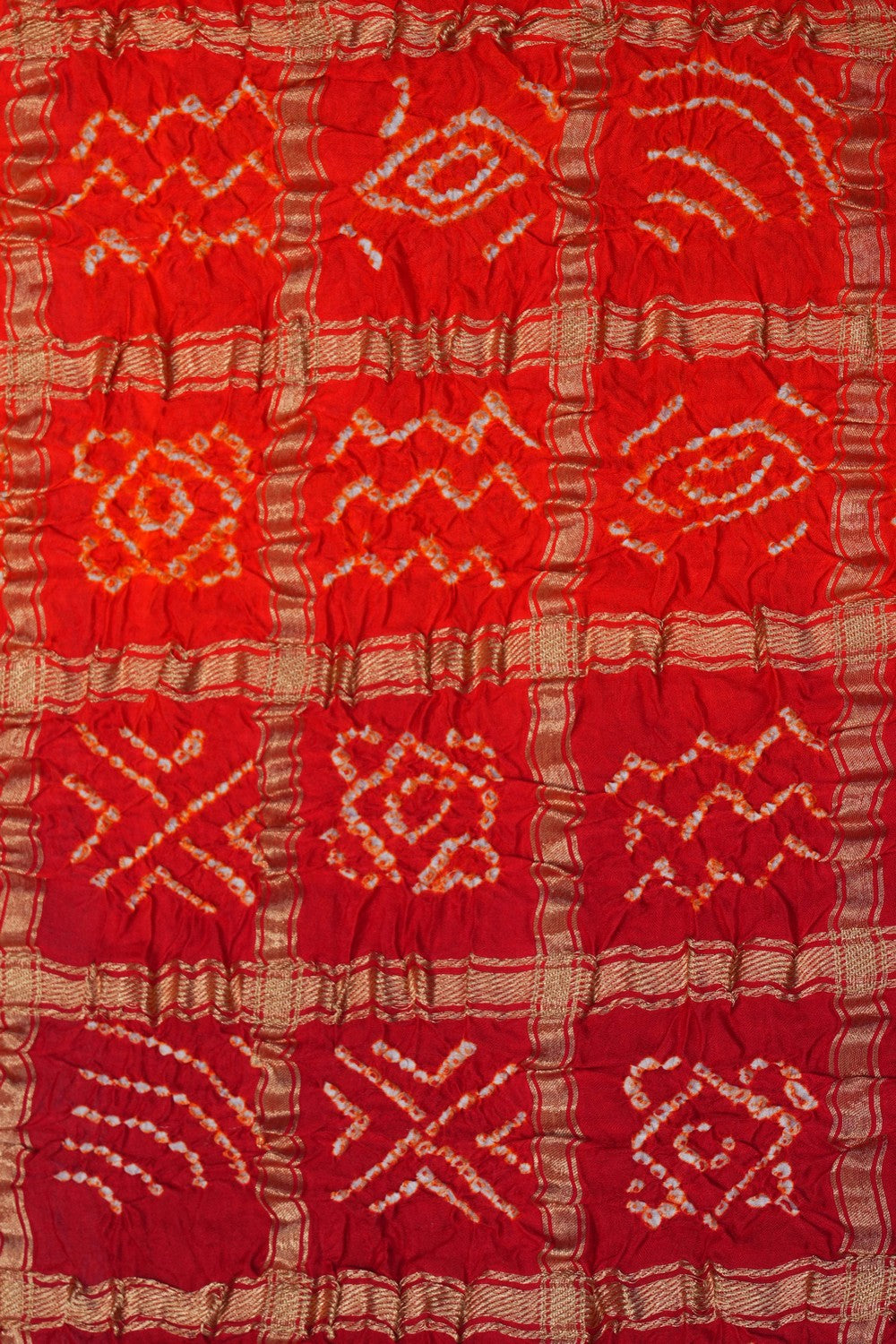 Image of Satin Bandhani Red Saree