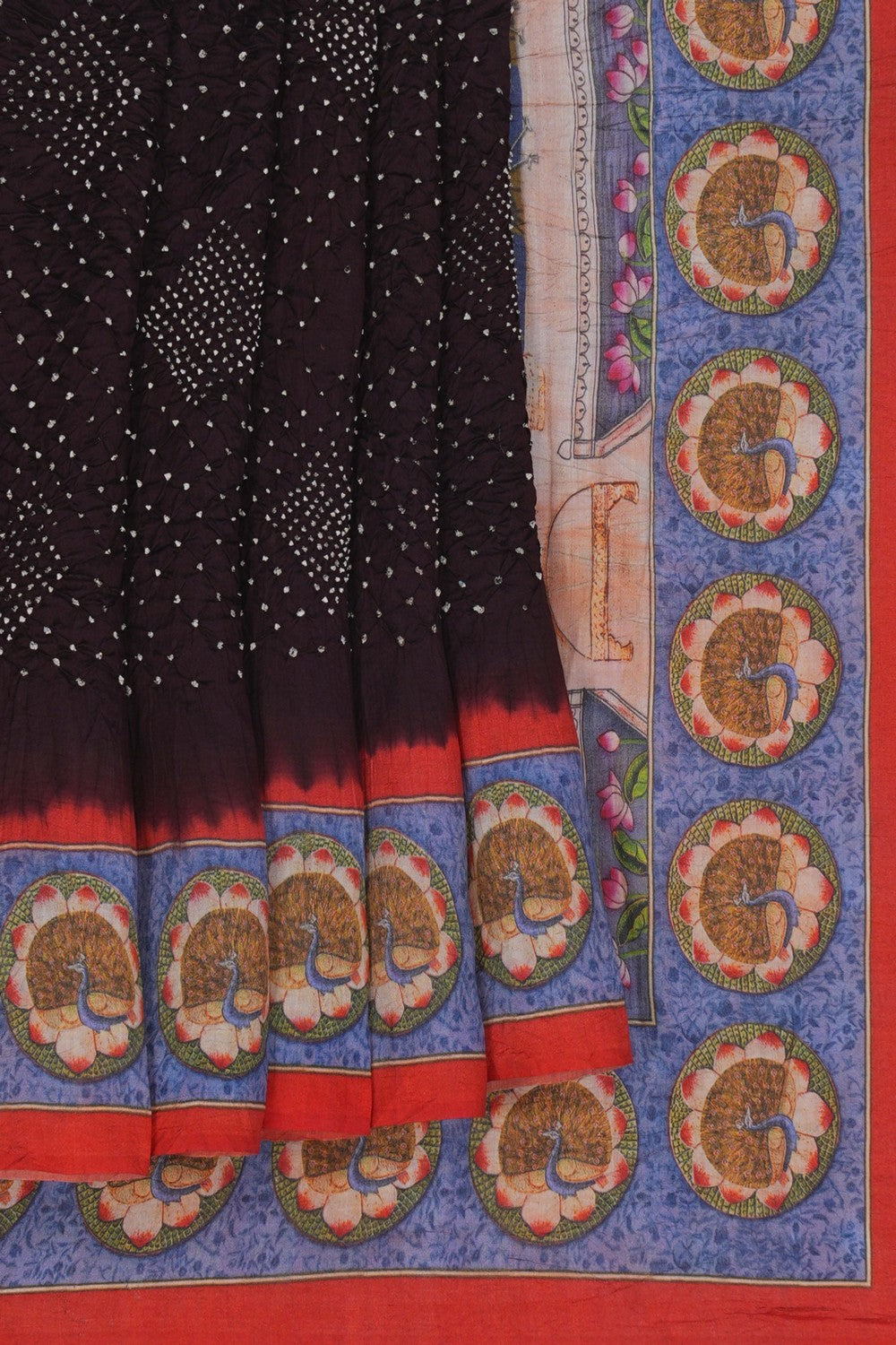 Image of Bandhani Coffee Brown Saree