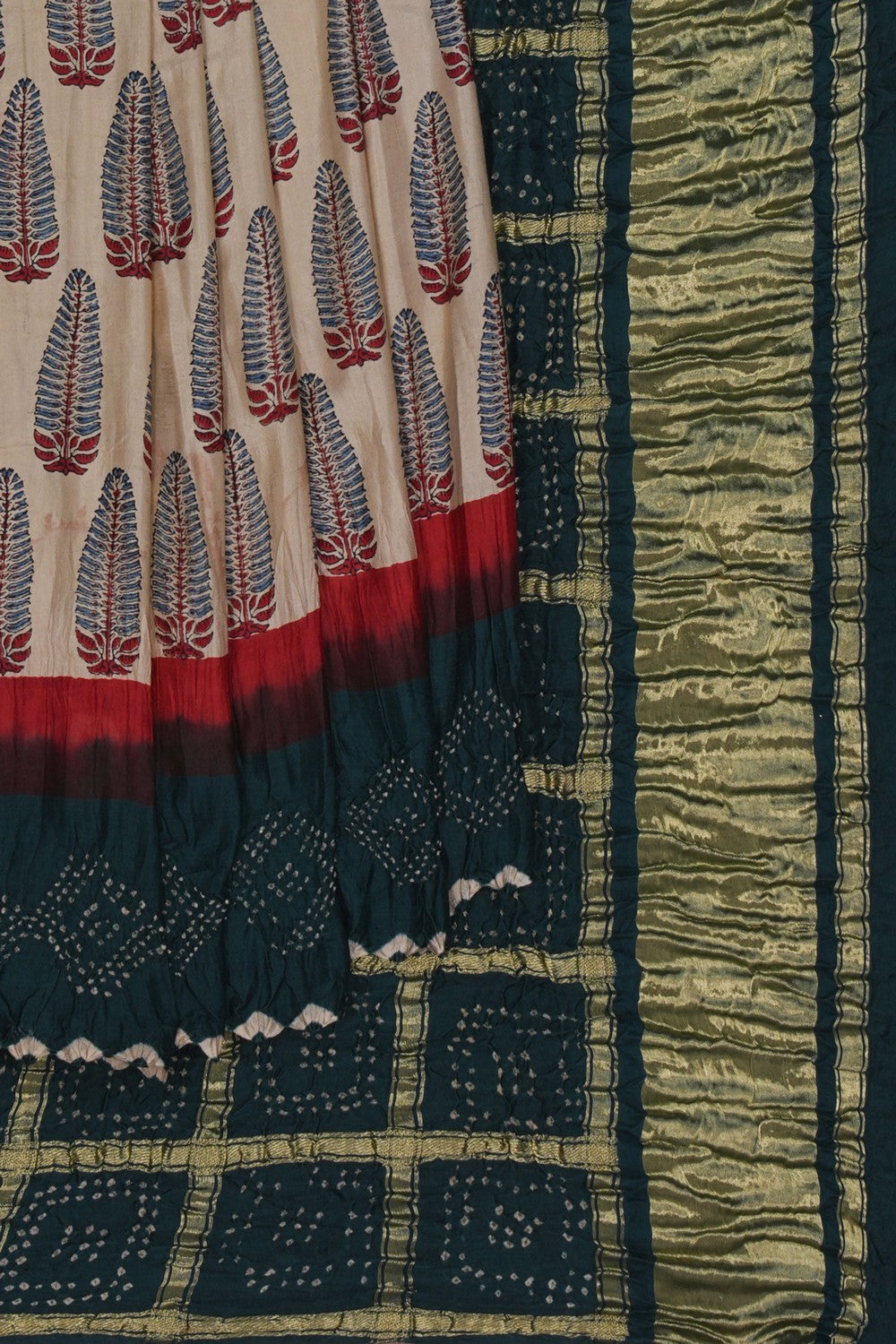 Image of Satin Bandhani Saree