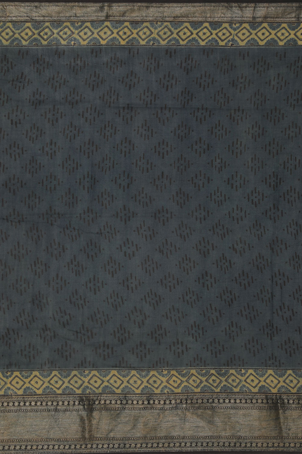 Image of Very Pretty Smoky Blue Ajrakh Print Saree