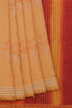 Collection of Simple Yet Elegant Caramel-Brown Saree in a gallery layout