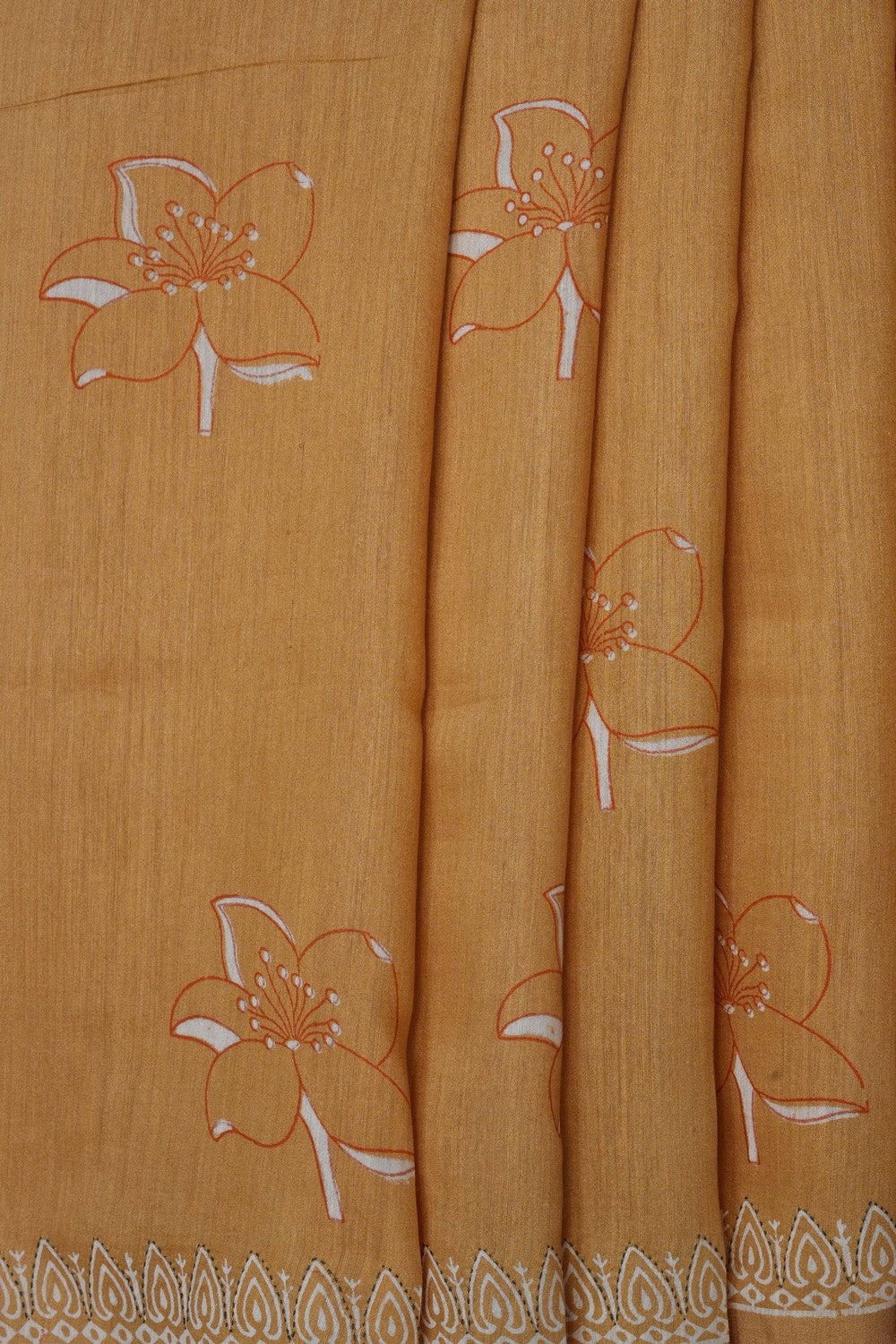 Image of Mustard Chanderi Silk Cotton Saree