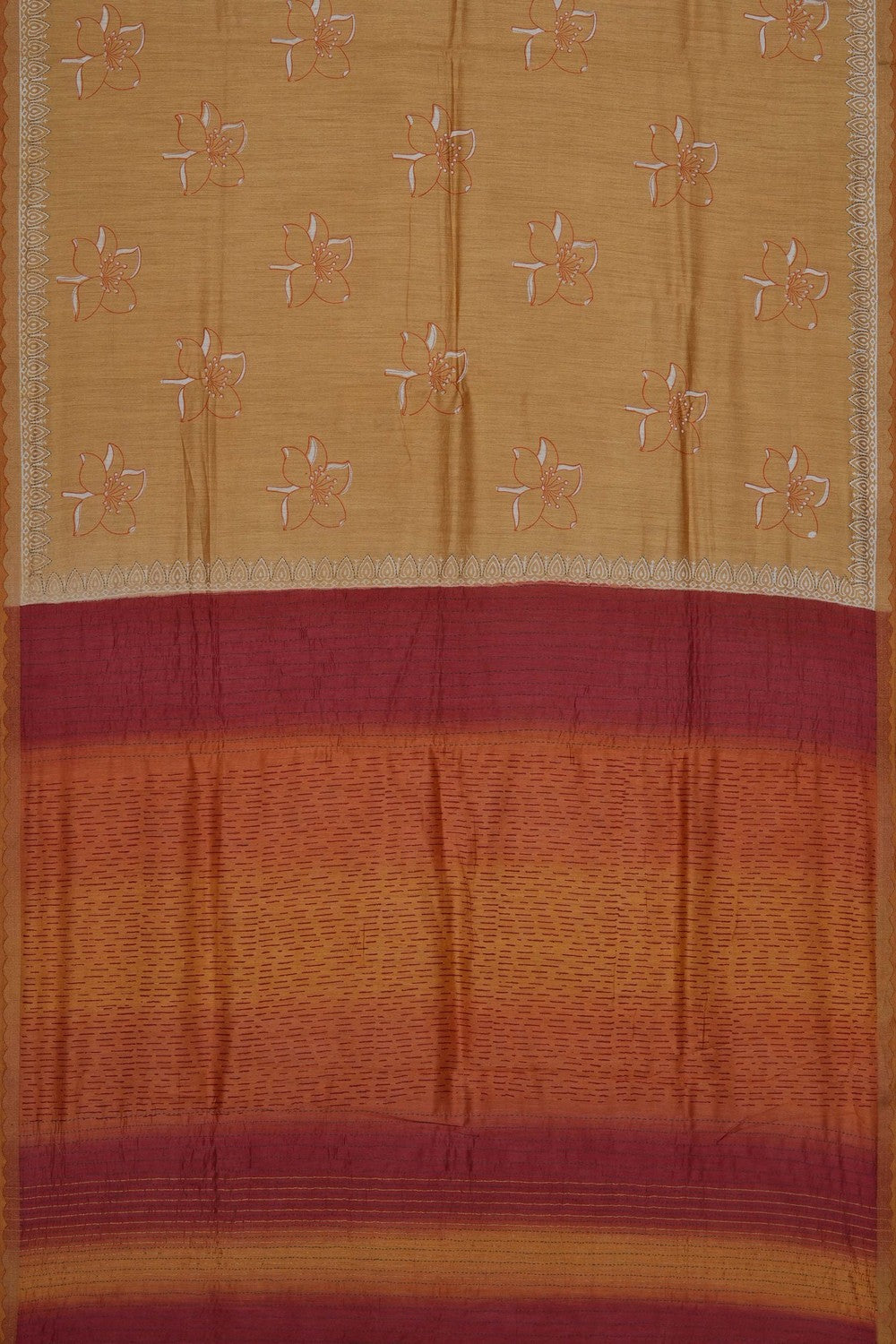 Image of Mustard Chanderi Silk Cotton Saree