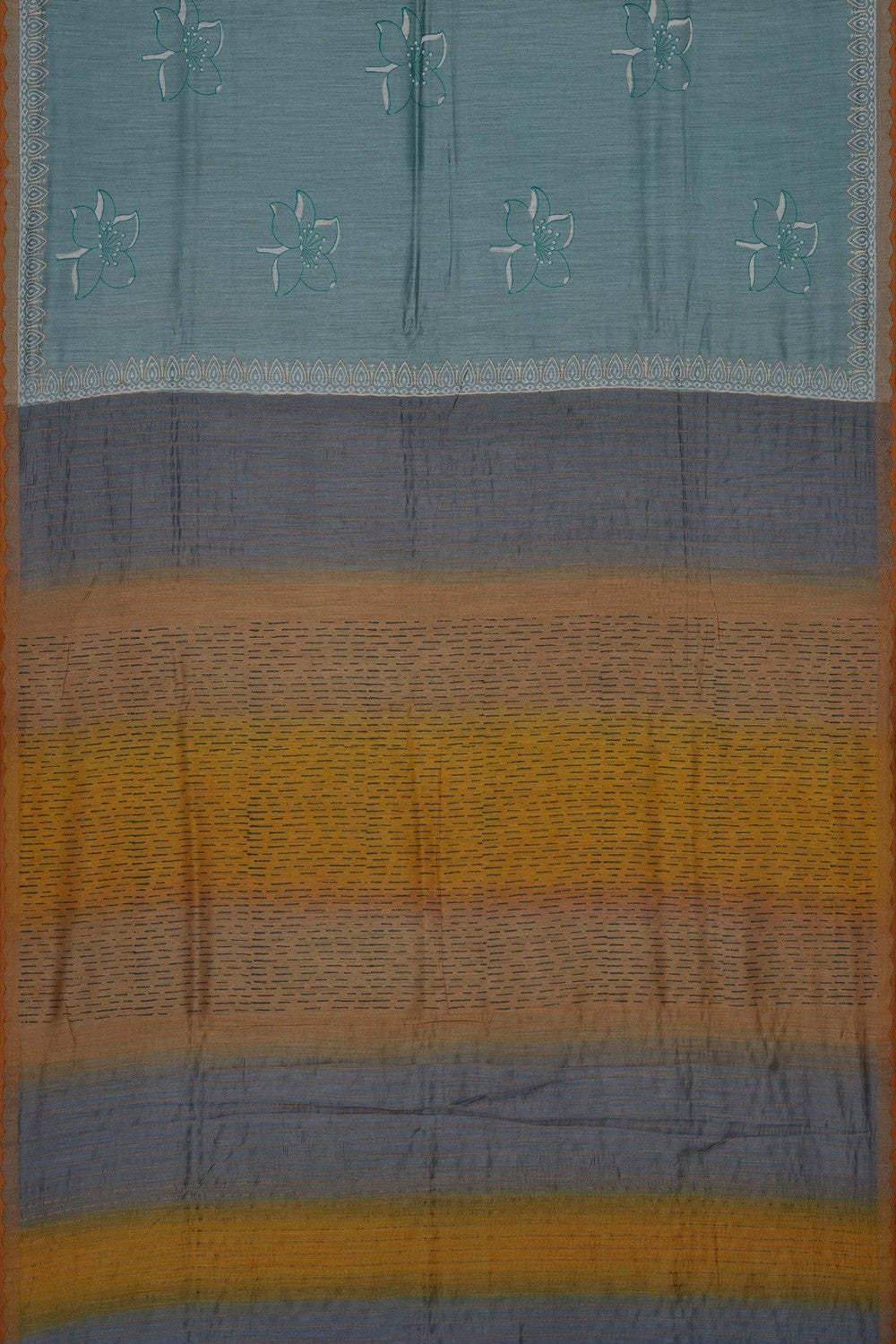 Image of Smoky Blue Chanderi Silk Cotton Saree