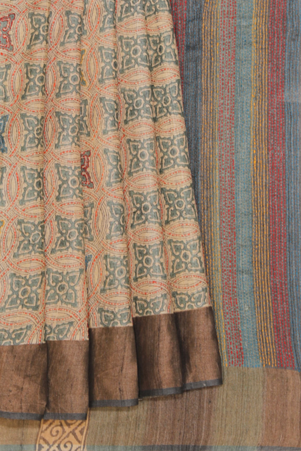 Collection of Kantha Embroidered Saree in a gallery layout