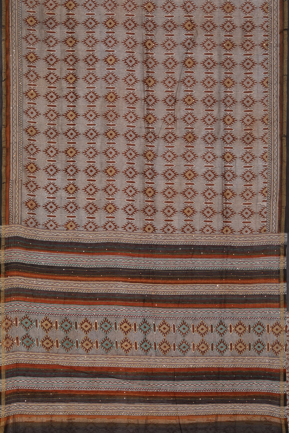 Collection of Maheshwari Kantha Embroidered Saree in a gallery layout