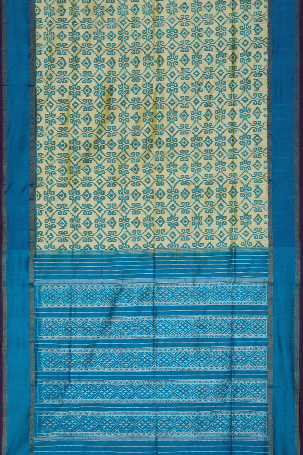 Collection of Pochampally-Silk Lime-Yellow Saree in a gallery layout