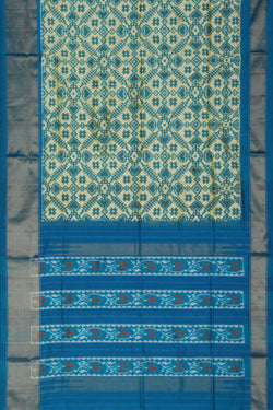 Collection of Pochampally-Silk Cream/Blue Saree in a gallery layout