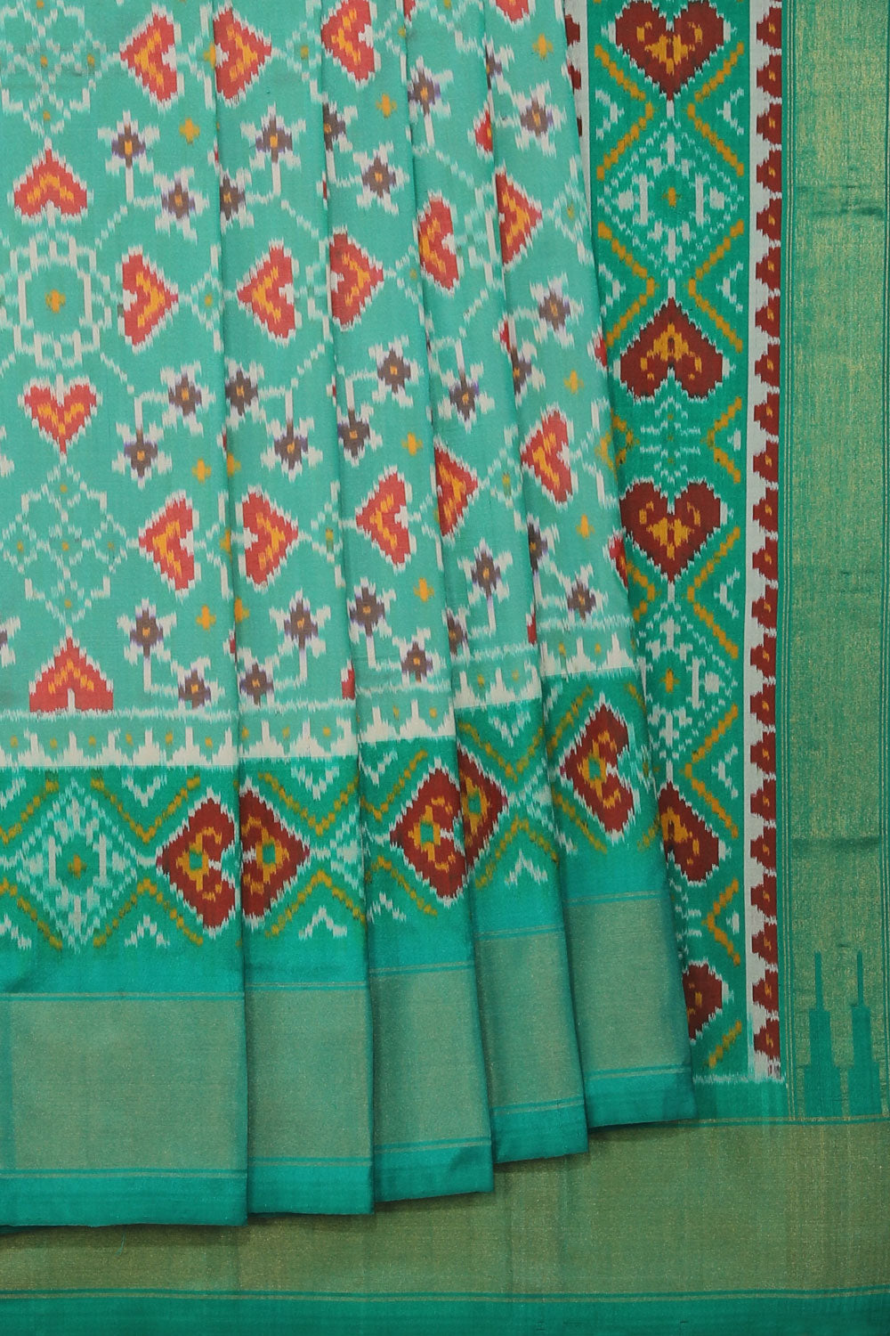 Pochampally-Silk Sea Green Saree