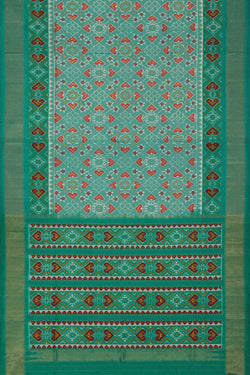 Collection of Pochampally-Silk Sea Green Saree in a gallery layout