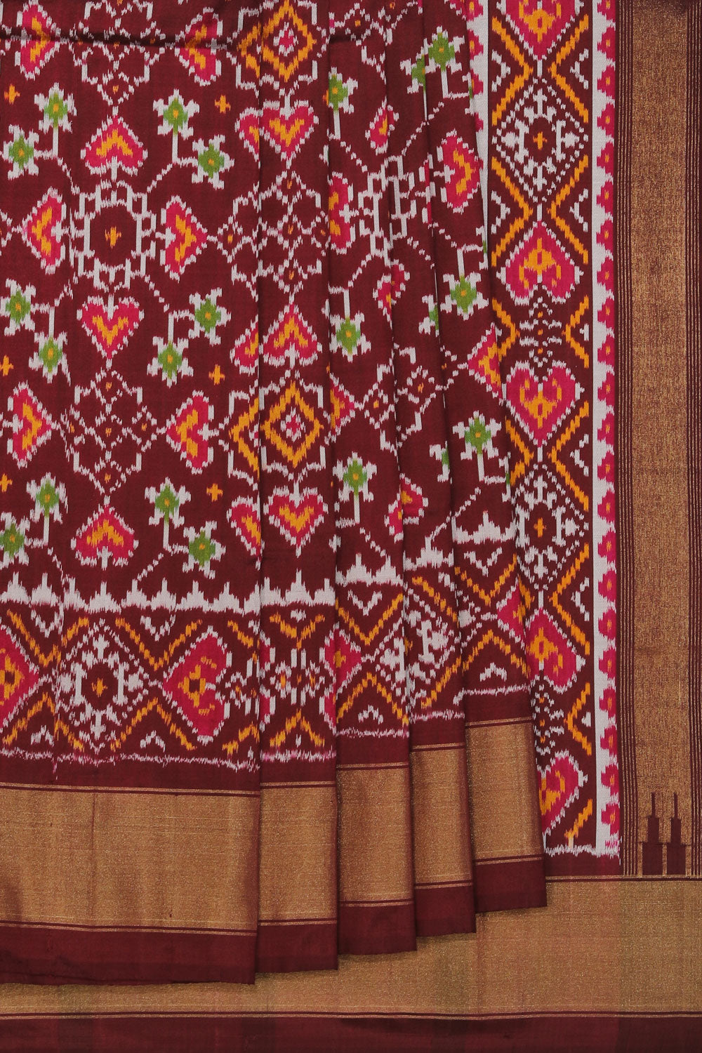 Collection of Pochampally-Silk Chocolate-Brown Saree in a gallery layout