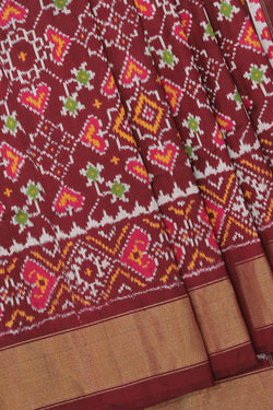 Collection of Pochampally-Silk Chocolate-Brown Saree in a gallery layout