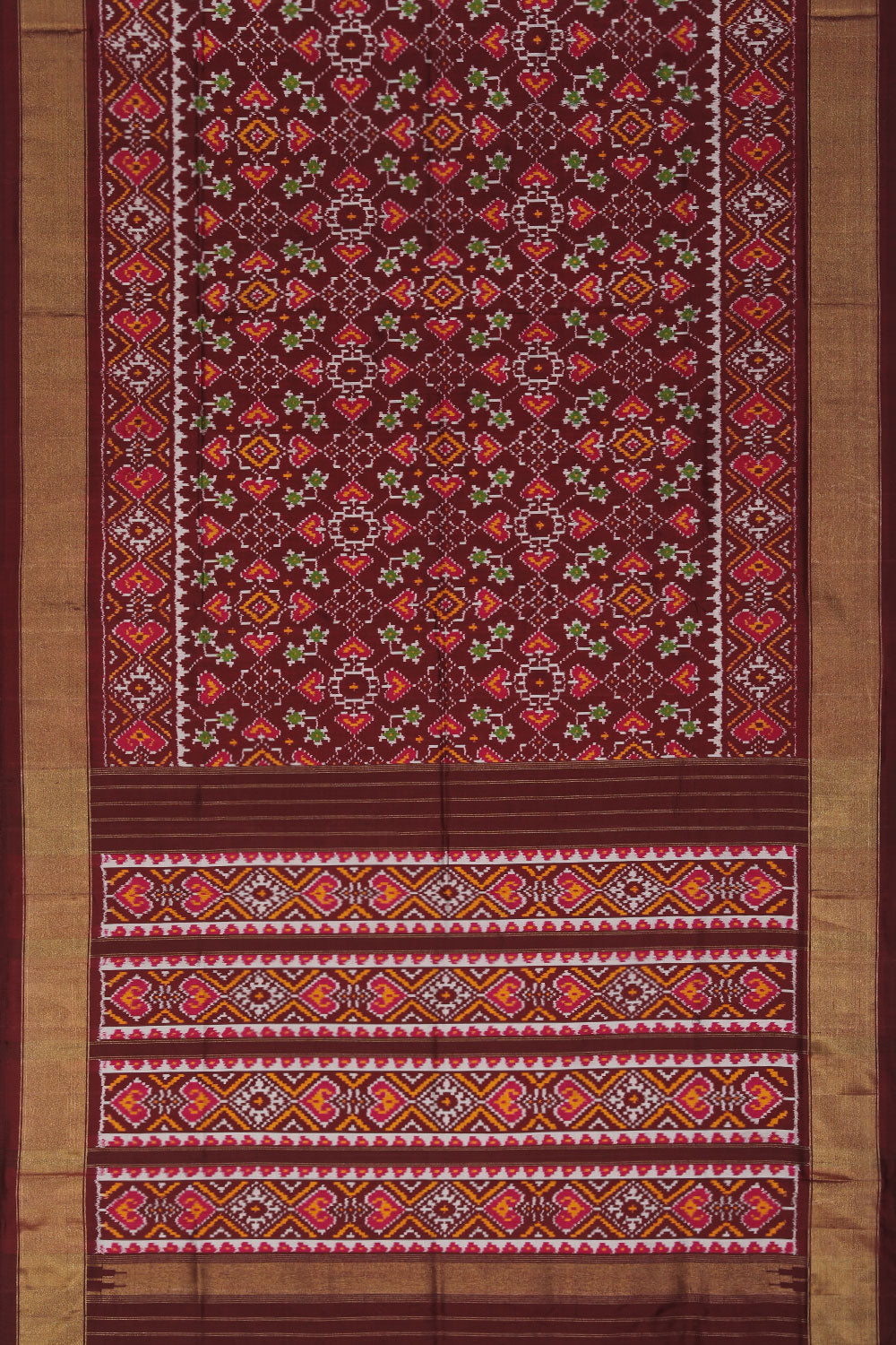 Collection of Pochampally-Silk Chocolate-Brown Saree in a gallery layout