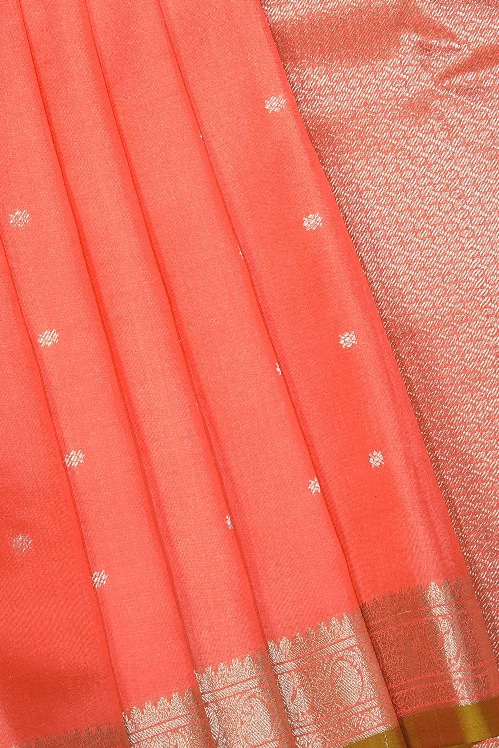 Gadwal Silk Coral-Pink Saree