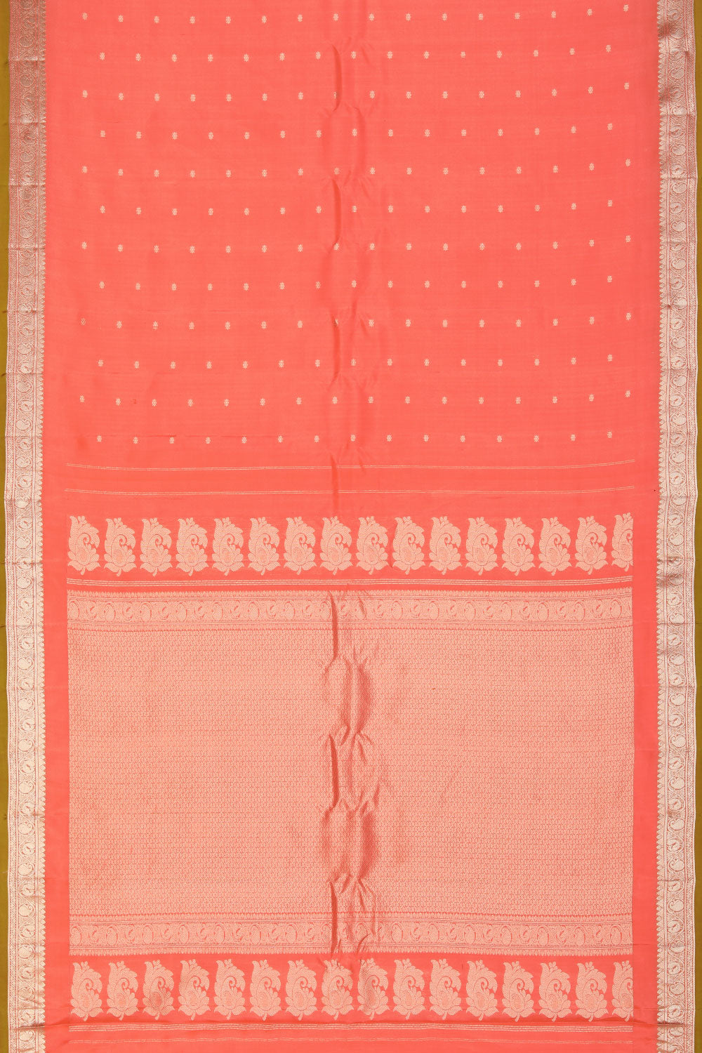 Gadwal Silk Coral-Pink Saree